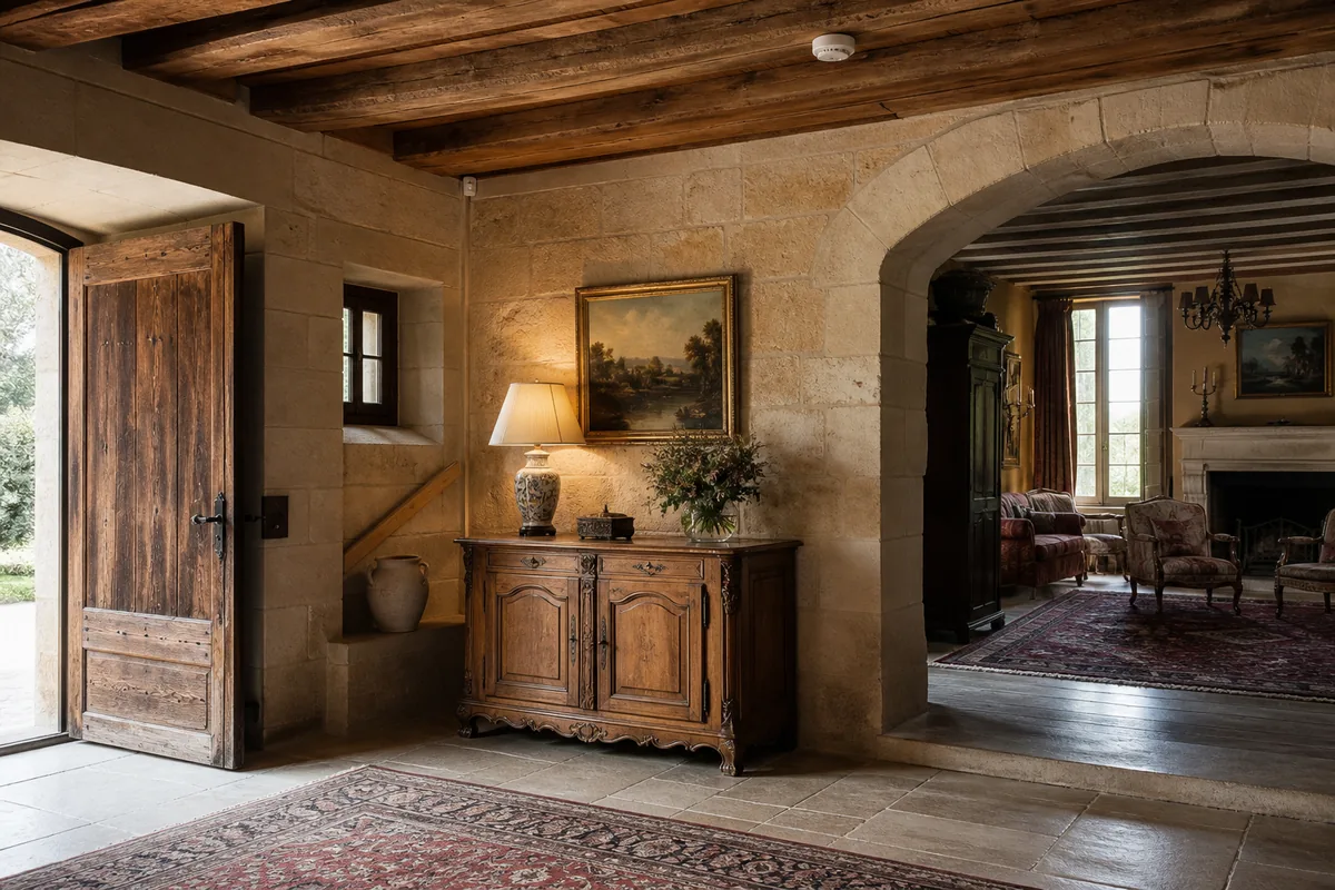 Intérieur patrimonial protégé par des détecteurs discrets