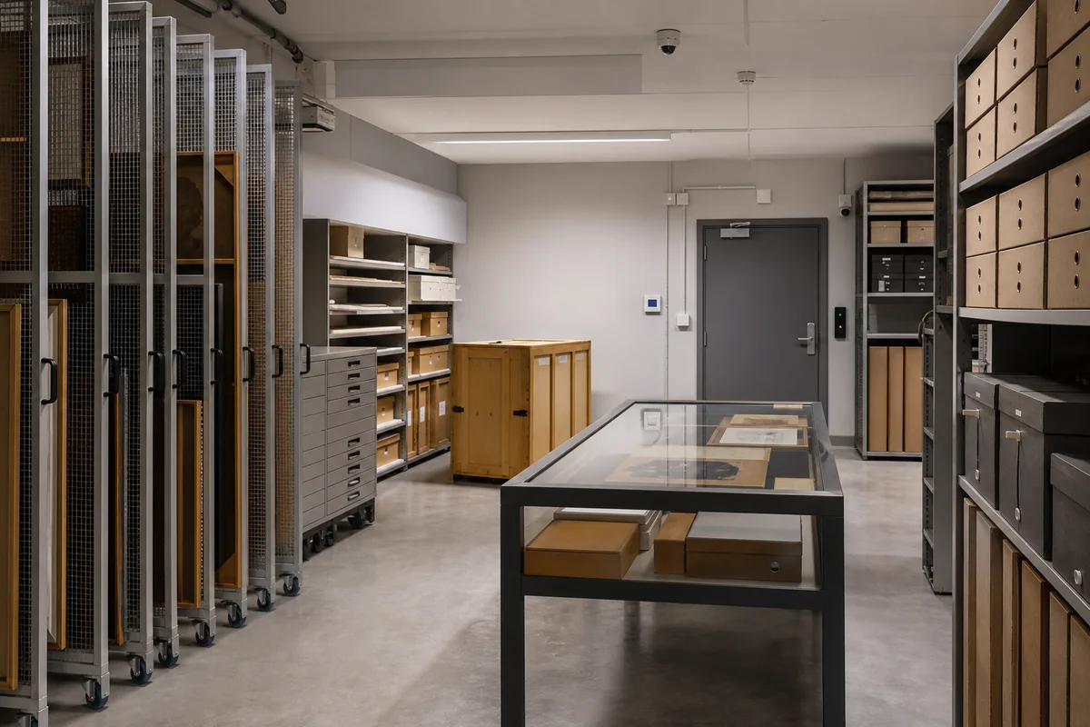 Réserve de musée équipée d’un contrôle d’accès, de vidéo et de détection