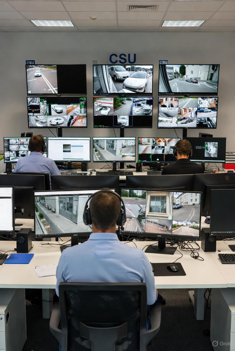 Centre de Supervision Urbain (CSU) de vidéoverbalisation à Dordogne en 2025 - Agents assermentés surveillant les flux vidéo en direct pour verbaliser les infractions routières et urbaines